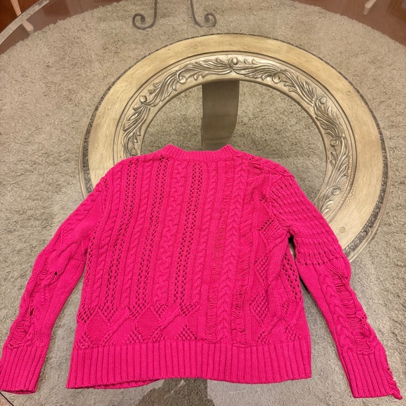 Splendid Pink Drop Needle Chunky Cable Knit Pullover Sweater Boho Sz XS - Picture 6 of 12